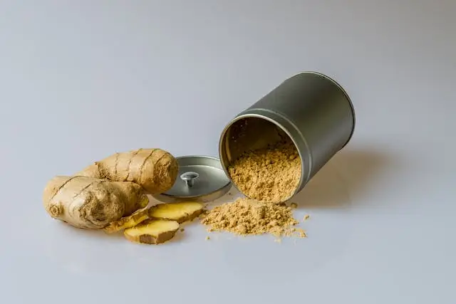 Crushed Ginger Powder and Ginger Root