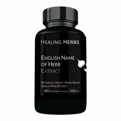 Single Herb extract 180 Capsules 400 cc Black PET bottle with Child Resistant Cap (CRC)
