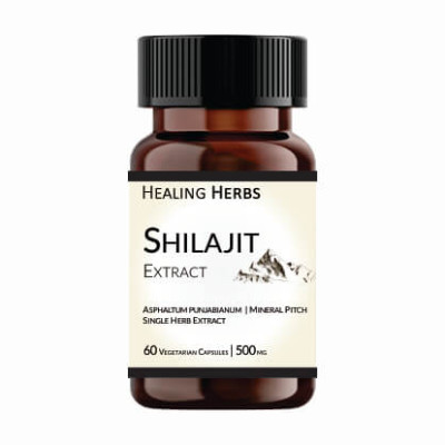 Shilajit Extract 500 mg Capsules, 60 Capsules in PET 150 cc Amber coloured bottle