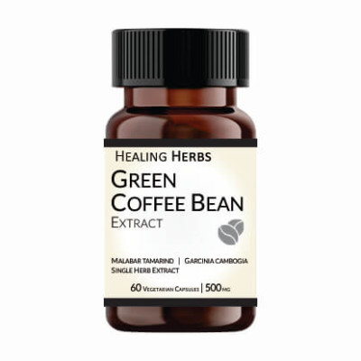 Green Coffee Bean Extract 500 mg Capsules, 60 Capsules in PET 150 cc Amber coloured bottle